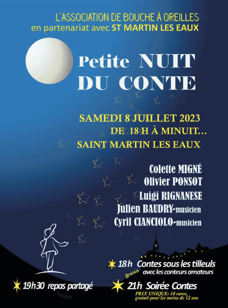 UNE PREMIÈRE «PETITE» NUIT DU CONTE LE 8 JUILLET à SAINT-MARTIN-LES-EAUX