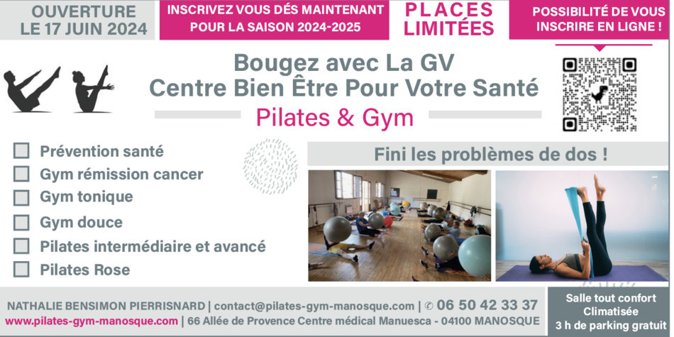 Nouveau au centre médical Le Manuesca pilates/gym :  une pratique douce pour se maintenir en bonne santé...