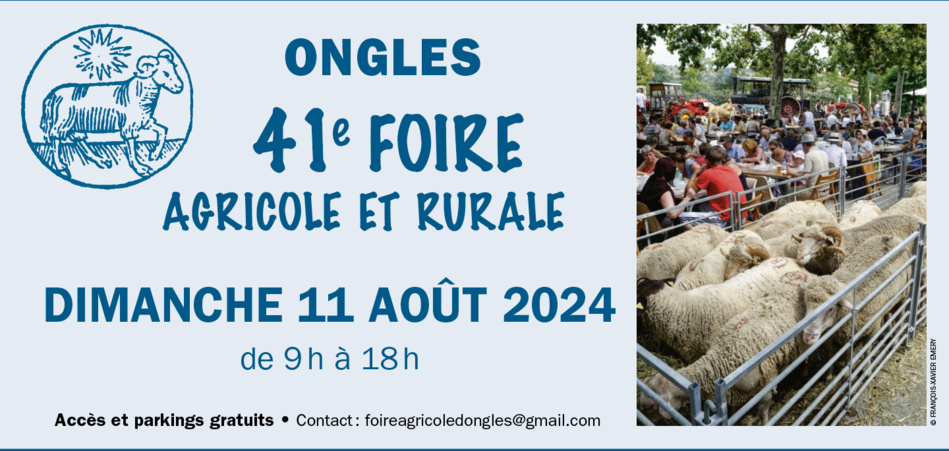 41è foire agricole  et rurale d’Ongles  le dimanche 11 août 2024