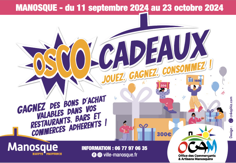 Osco Cadeaux : des bons d'achat chez les commerçants de Manosque à gagner !