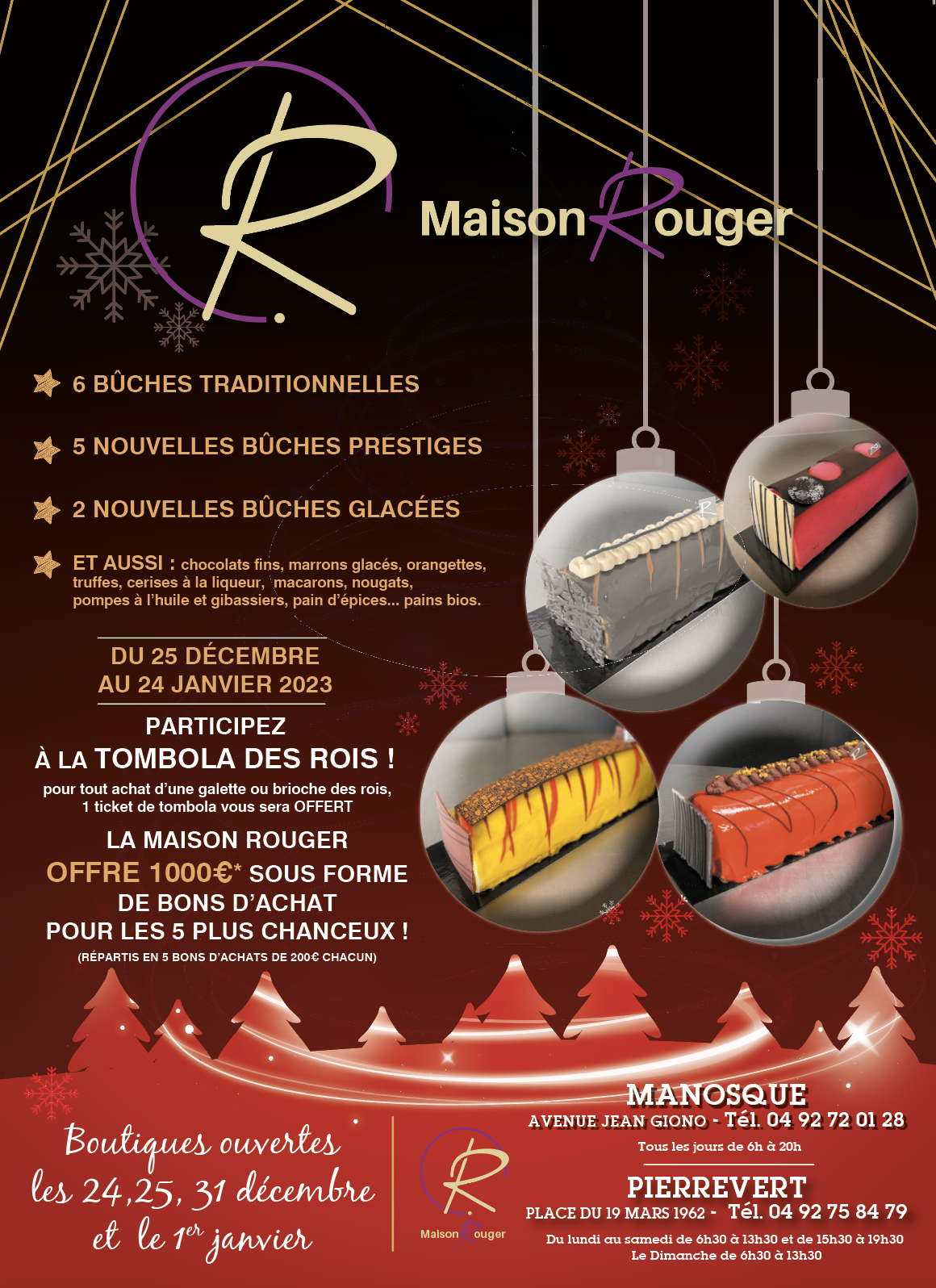 MAISON ROUGER: PAINS BIO, BÛCHES, PÂTISSERIES FINES ET AUTRES GOURMANDISES POUR LES FÊTES !