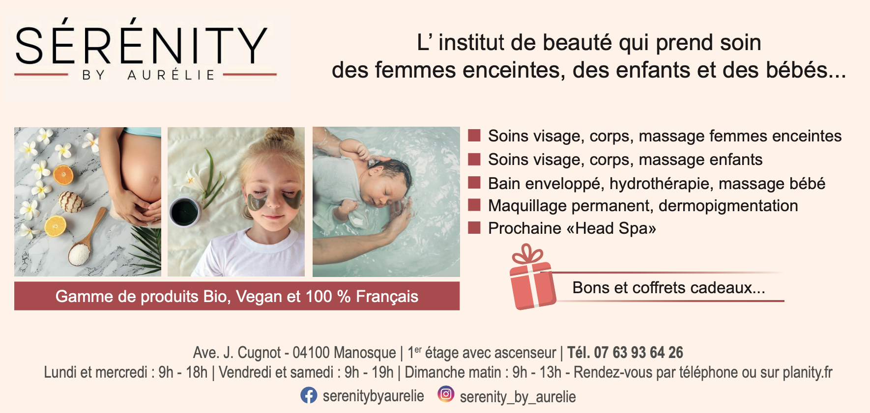 «SERENITY BY AURELIE» PREND SOIN DES FUTURES MAMANS, DES BÉBÉS ET DES ENFANTS..